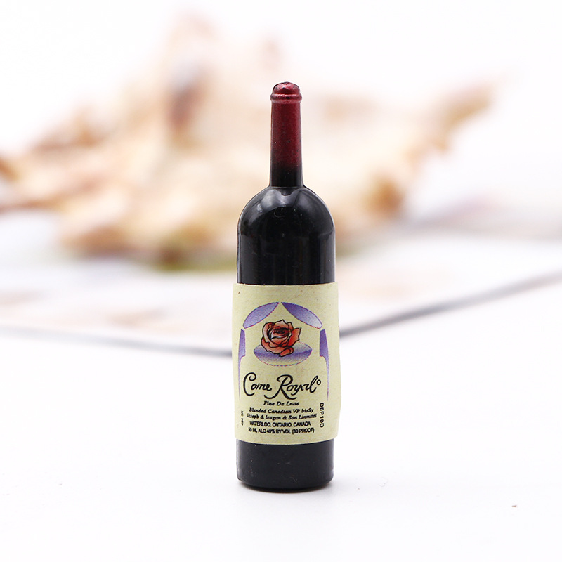 1:12 Doll House Accessories Scene Model Micro Landscape Decoration Shooting Props Mini Artificial Plastic Red Wine Bottle