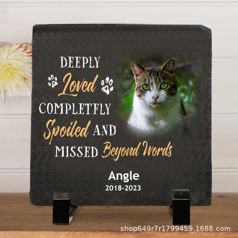 Amazon Explosions Pet Birthday Commemorative Ornaments DIY Color Printing Heart-shaped Stone Home Small Ornaments Creative Slate Painting