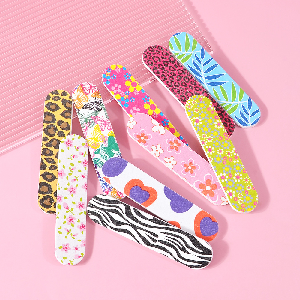Sponge Mini 9cm Nail File Printed Double-Sided Eva Manicure Flower File Manicure Polishing Small Rub Strip Wholesale
