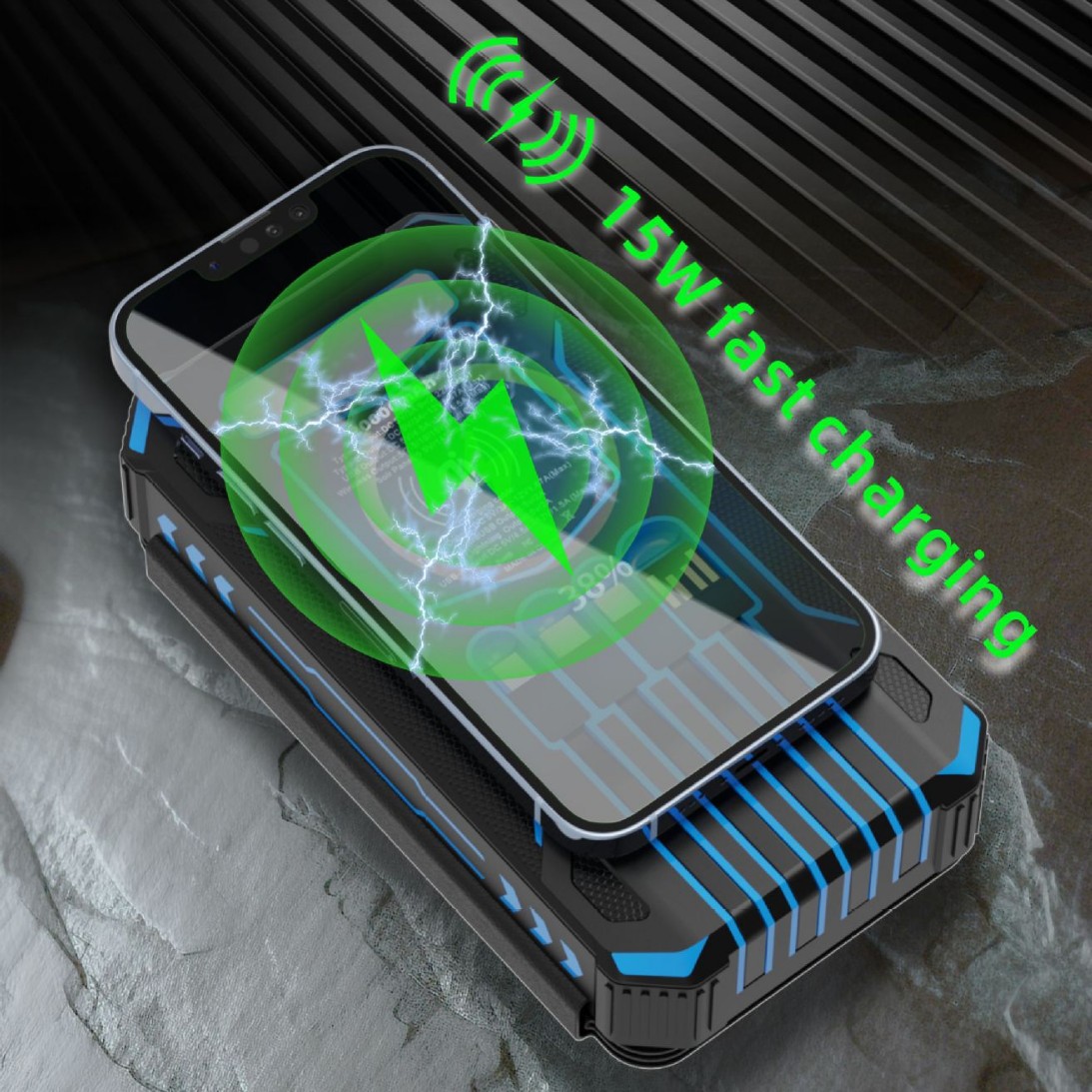 Cross-border 20000 mA solar charging treasure foldable wireless charging mobile power fast charging can be ordered logo