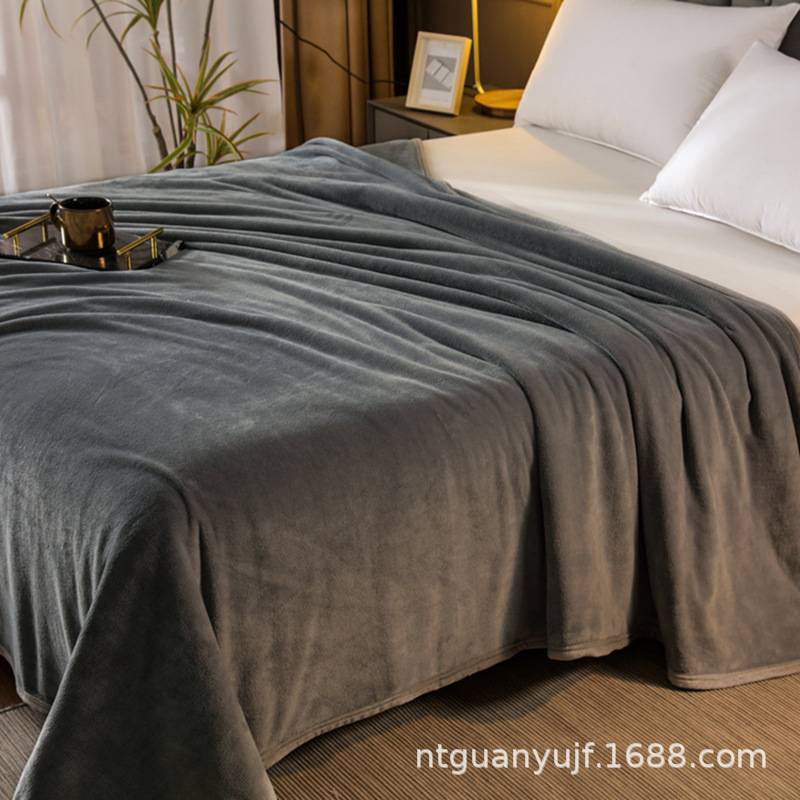 Flannel Blanket Solid Color Thickened Cloud Carved Velvet Double-Sided Velvet Multifunctional Single Double Throw Blanket Gift Blanket