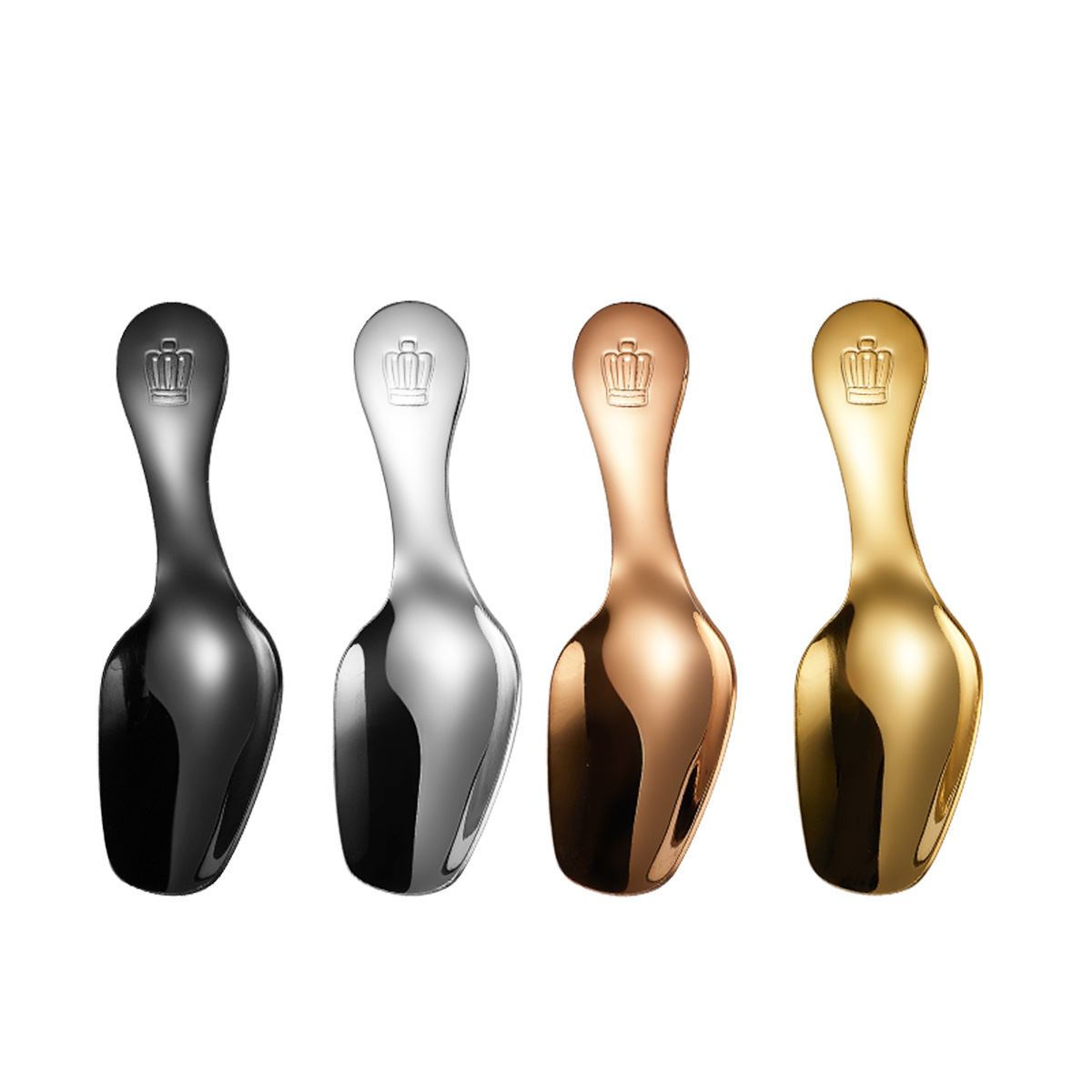 Wholesale 304 Stainless Steel Short Handle Tea Spoon Crown Spoon Sugar Powder Mini Small Spoon Creative Household Tableware Ice Cream Spoon