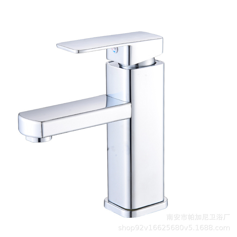 Factory Direct Sales Stainless Steel Basin Faucet Countertop Basin Hot and Cold Faucet Bathroom Square Faucet Wash Basin