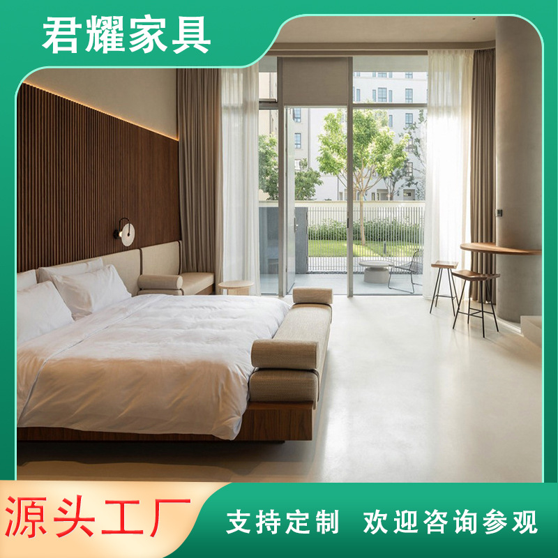 Hotel Furniture Star Single Double Standard Room Guest Room Bed Apartment B&B Villa Guest Room Panel Bed Solid Wood
