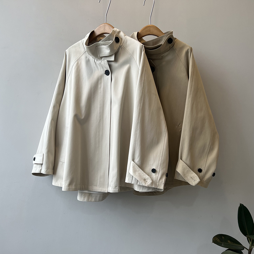 Yan Shuang Korean Style Windbreaker Outwear for Women Autum New British Niche Loose Mid-Length Cape Outwear 3165