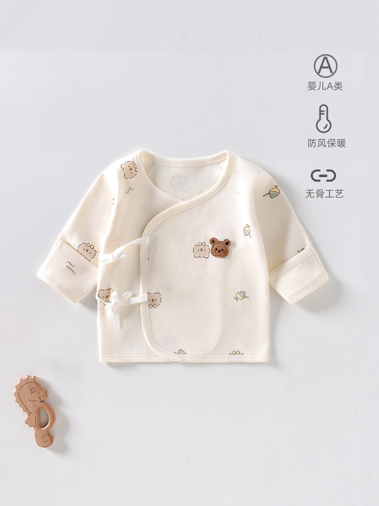 Newborn Half-Back Baby Type a Boneless Pure Cotton Baby Type a All Year Round Size 52 Autumn and Winter Monk Clothing Baby Tops