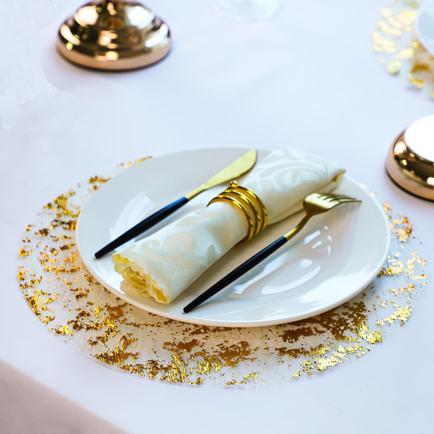 Cross-border Placemat Disposable Holiday Party Gold Foil Golden Placemat Western Restaurant Table Mat Wedding Party Decoration Wholesale