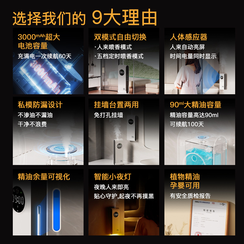 W7 new intelligent aromatherapy machine automatic human body induction spray home fragrance machine spray air diffuser fresh