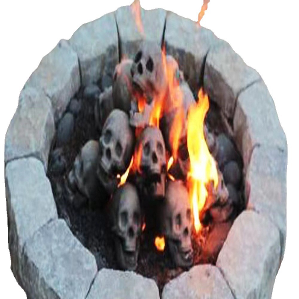 Halloween decoration holiday party decorations fireplace fire Kang ceramic crafts head Fire Fire skull