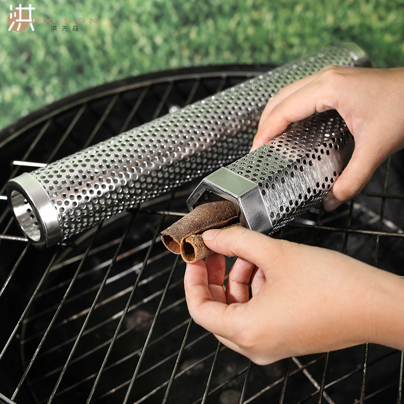 Cross-Border Kitchen Supplies 304 Stainless Steel Smoke Tube Barbecue Smoking Pipe Smokre Tube Outdoor Barbecue Tools
