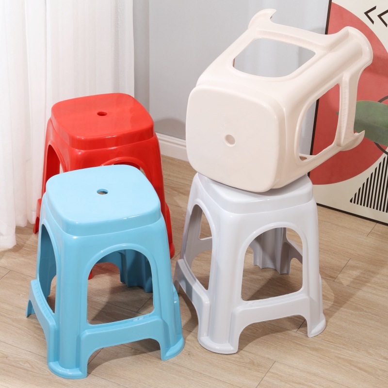Thickened Plastic Stool Household Nordic Stackable Commercial High Stool Living Room Cooked Rubber Square Stool Dining Table and Chair Wholesale