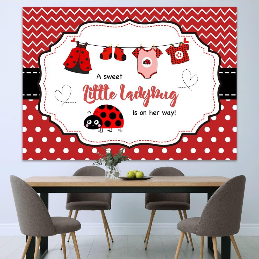 Фон для вечеринки с божьей коровкой, фотография маленькой девочки