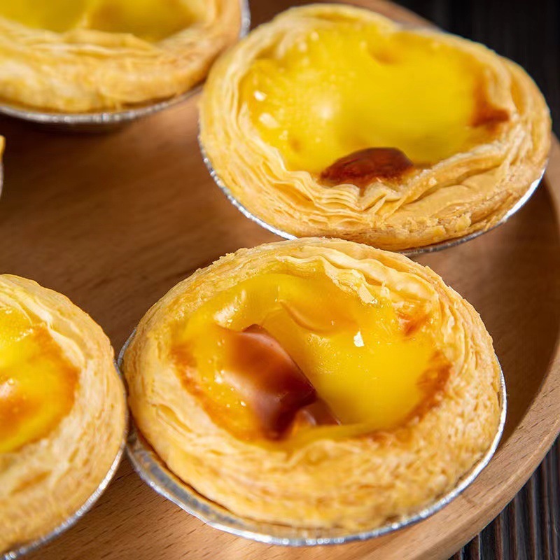 Portuguese Large Egg Tart Crust Egg Tart Liquid Combination with Tin Bottom Household Semi-Finished Cream Baking Ingredients Wholesale