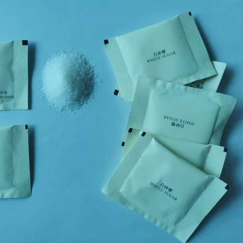 Customized Disposable White Sugar Bag for Aviation, Hotel, Catering and Takeaway, Commercial Premium White Sugar, Individually Packaged and Printed with Logo