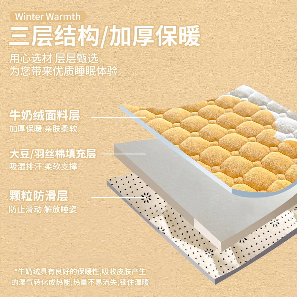 Class A Soybean Milk Velvet Mattress Winter Thickened Coral Velvet Dormitory Single Mattress Household Folding Cushion