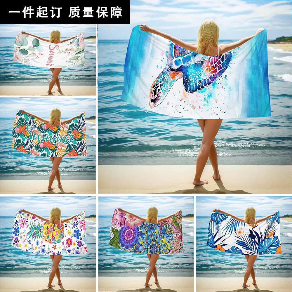 Экспортное двустороннее полотенце для пляжа с терри печатью кросс-бордерное полотенце из микрофибры для купания для взрослых оптом быстросохнущее двустороннее велюровое