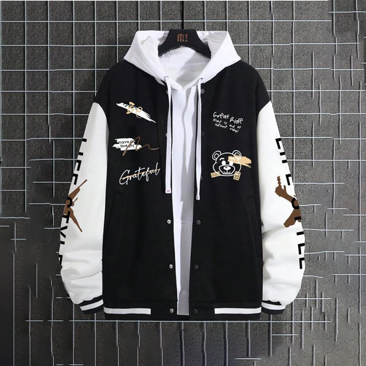 Men's Baseball jacket spring and autumn fashion brand American high street Pu Shuai Youth Men's loose casual jacket men