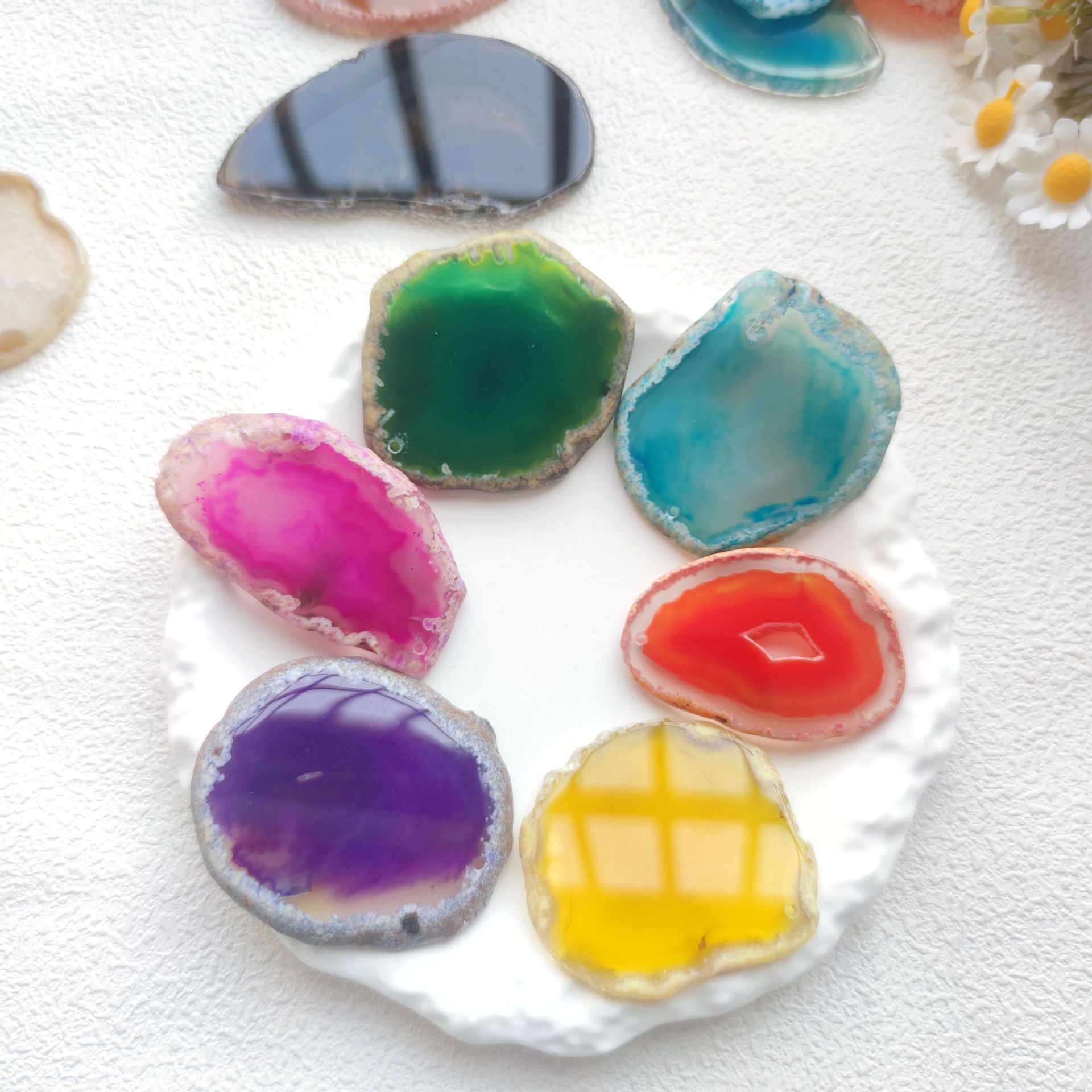 Natural crystal agate landscape pendant sweater chain pendant diy accessories color wind chime explosive cross-border