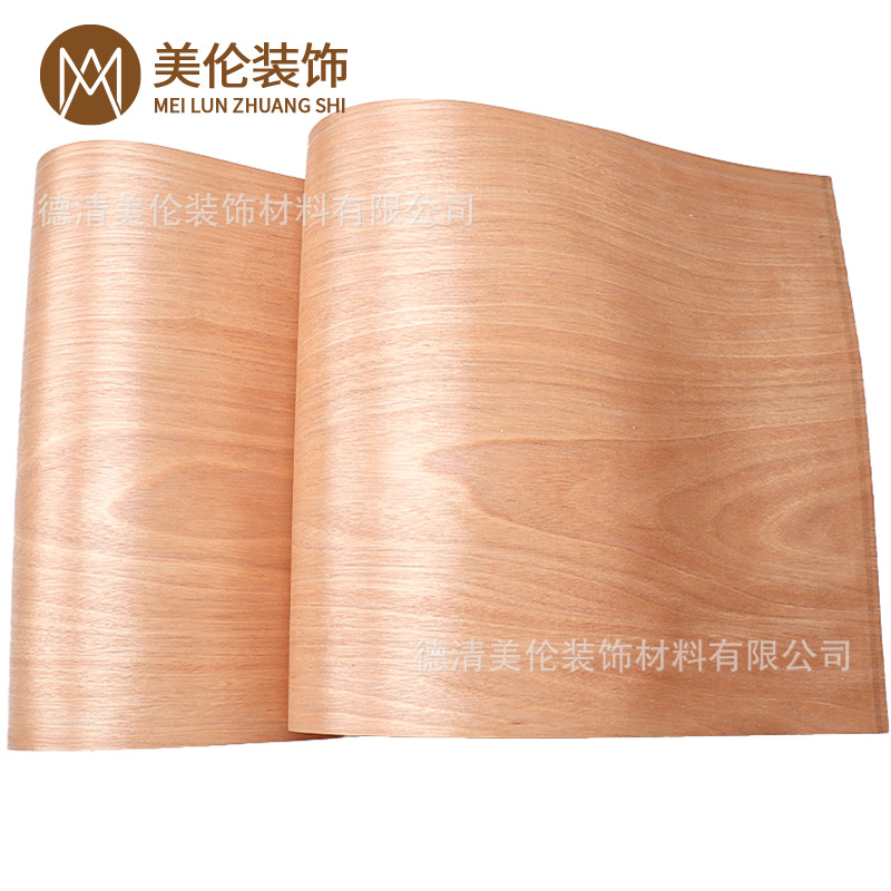 0.2mm Rotary Cut Red Walnut Furniture Decoration Renovation Back Non-Woven Fabric 60*250cm with Clear Texture