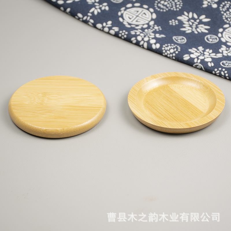 In-Stock Bamboo Groove Simple Coasters for Living Room, Household Heat Insulation Pads, Hotel Round Cup Holders, Tea Set Anti-Scald Coasters