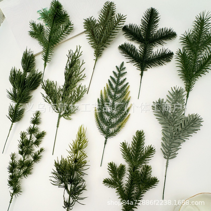 Simulated Christmas Pine Needles Three-Pronged Green Plants Christmas Wreath Tree Decorations Wholesale High Simulation