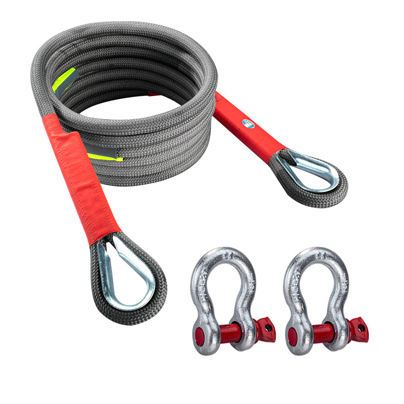 Car Tow Rope Outdoor Camping Style Off-Road Safety Rope Pull Car Rope Rescue Rope U-Shaped Steel Buckle Polyester Rope Traction Rope