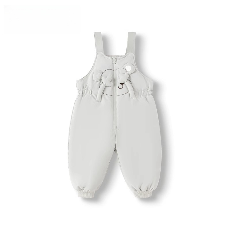 [Cloud Velvet Duo] Little Monkey-shaped Strap Children's Down Pants Men's and Women's Pants Winter 2024 New Cute Three-proof