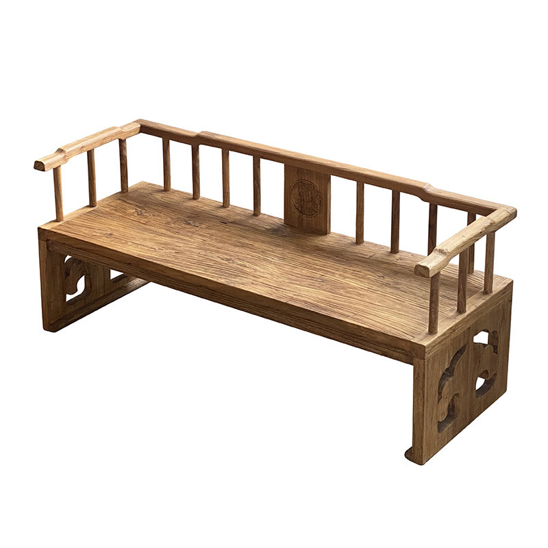 Luohan Bed Old Elm Long Cool Chair Leisure Recliner Sofa Bed Solid Wood Antique Homestay Furniture Living Room Sofa