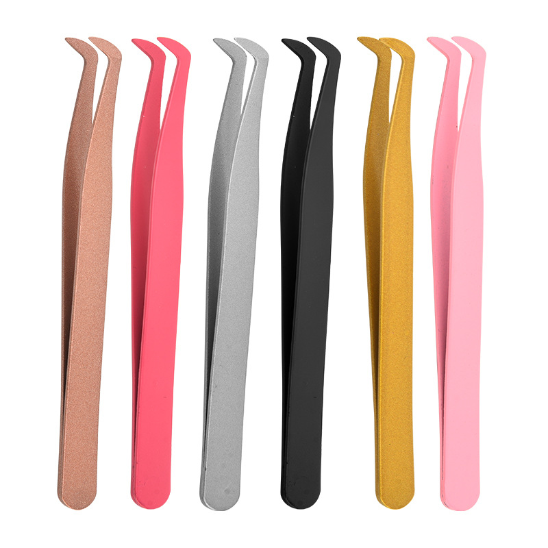 Stainless Steel Non-Stick Cross-Border Eyelash Grafting Eyelash Tweezers Stainless Steel Tweezers Beauty Tools Flowering Gold Feather