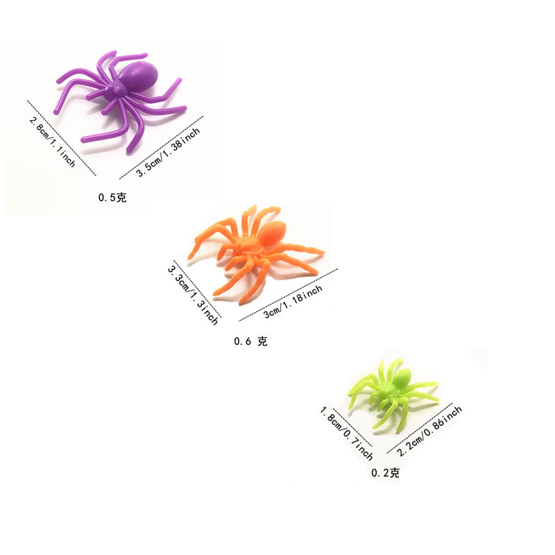 Simulation small spider plastic cartoon small toy fake spider 2.2-3.5cm Halloween color small spider