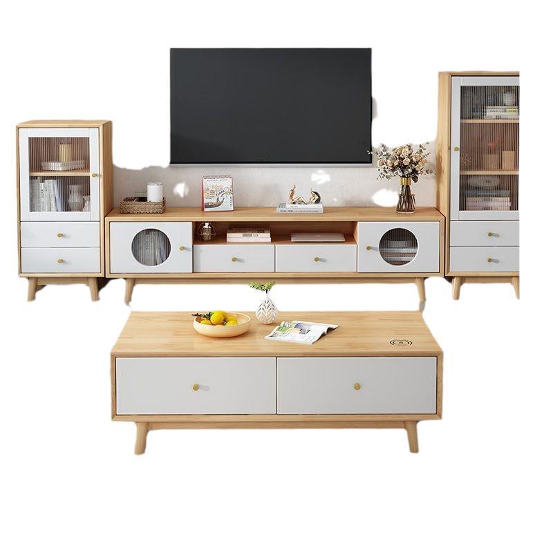 Solid Wood Tv Cabinet Simple Modern Log Floor Cabinet Small Apartment Living Room Nordic Japanese Coffee Table Tv Cabinet Combination