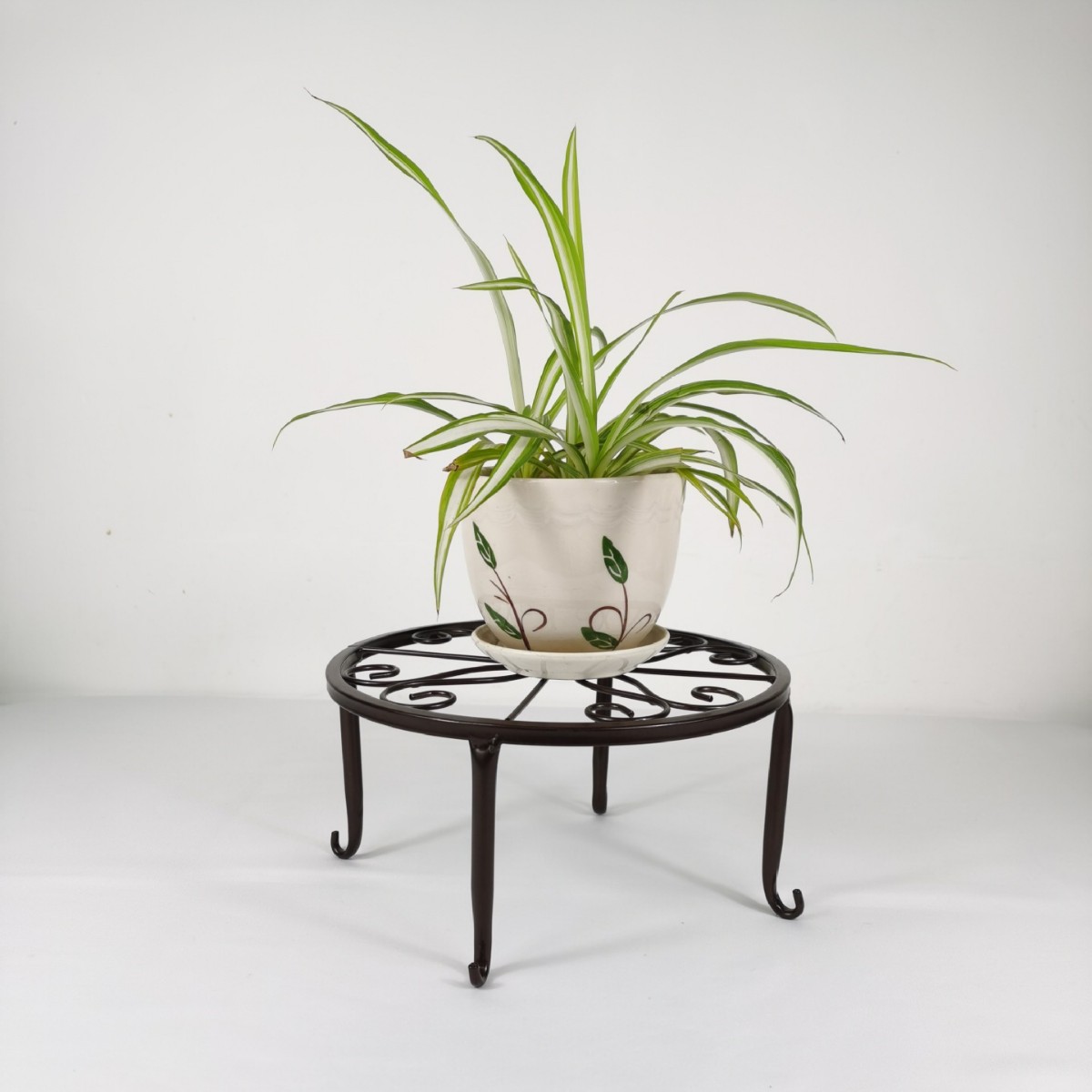 Wrought Iron Small Flower Stand Single-layer Desktop Simple Floor-standing Flower Pot Stand Flower Stand Balcony Living Room Green Pot Flower Table