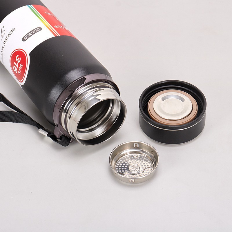 316 stainless steel thermos cup with rope large capacity climbing teapot travel pot business kettle sling pot wholesale