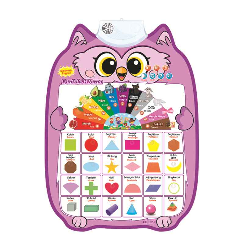 Cross-Border Indonesian Audio Early Education Wall Chart for Young Children to Read and Pronounce Literacy Owl-Shaped Wall Sticker Toys