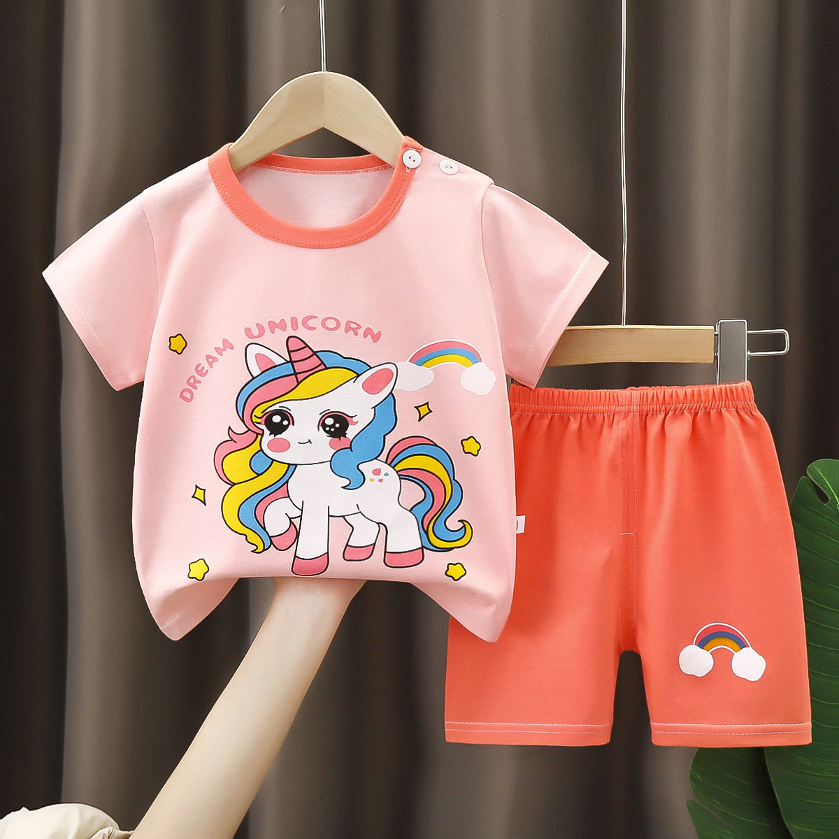 Children's Cotton Short-sleeved suit Summer T-shirt Baby Casual Top Shorts Infant Cotton Short-sleeved Two-piece Set