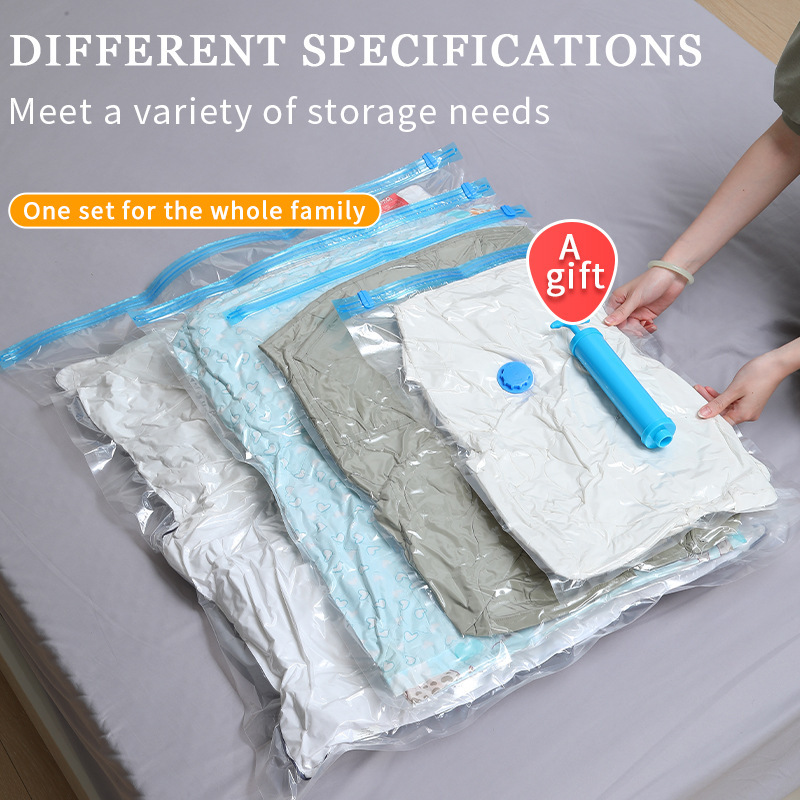 Cross-border transparent vacuum compression bag seasonal clothes storage bag clothes quilt storage bag hand roll thick explosion-proof