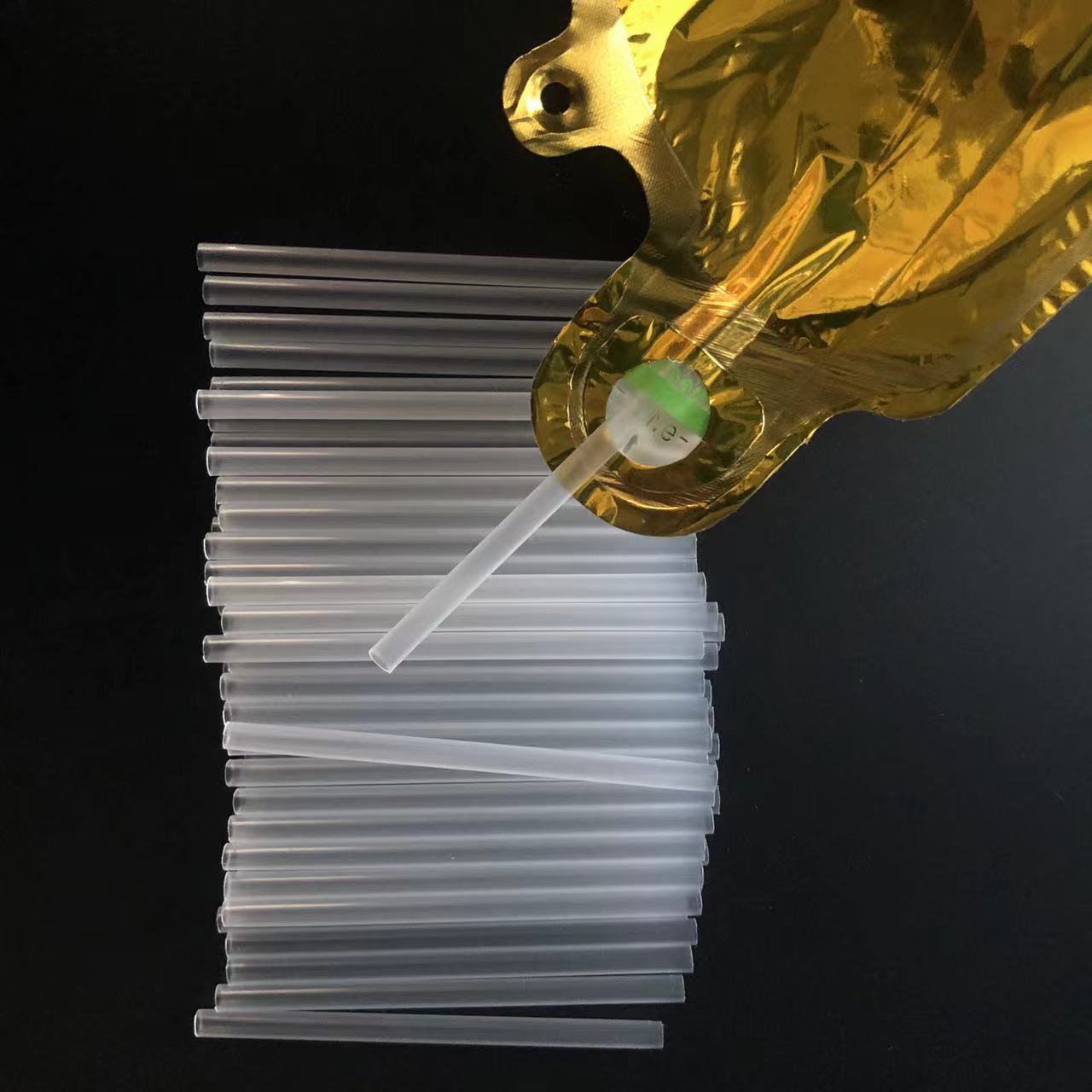 Annual honey balloon accessories 8cm blowing straw aluminum film balloon transparent plastic tube balloon straw