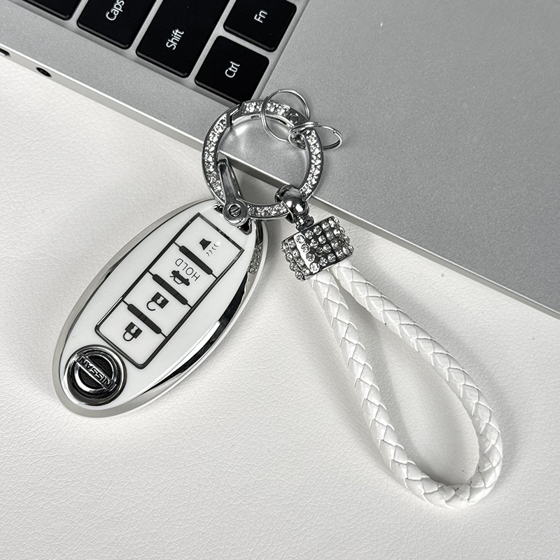 Подходит для Nissan New Sylphy, TPU чехол для ключей, классический X-Trail, Teana, Qashqai, Nissan Juke, золотой и серебряный край, белый