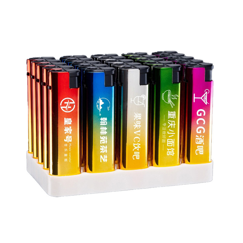 Metal Blue Flame Direct Windproof Lighter Custom Printed Advertising Lettering Logo Thickeneded Design Creative Lighter