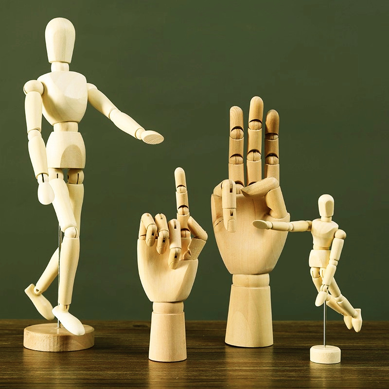 Wholesale In-Stock Wooden Jointed Puppets, Wooden Dolls, Manga Festival Finger Models, Art Home Decorations