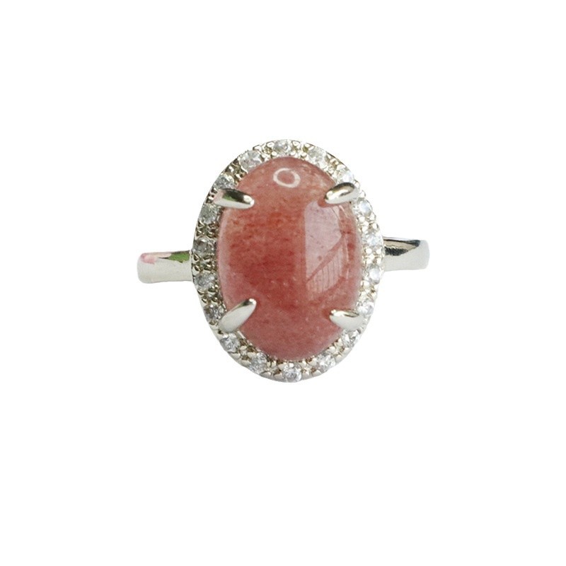 Juyu natural crystal ring strawberry crystal living mouth adjustment ring caibao jewelry wholesale generation CB4092608