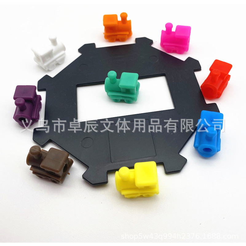 Dominoes Plastic Black Octagonal Sheet Large Particle Locomotive Assembled Building Blocks Creative Ornaments Accessories