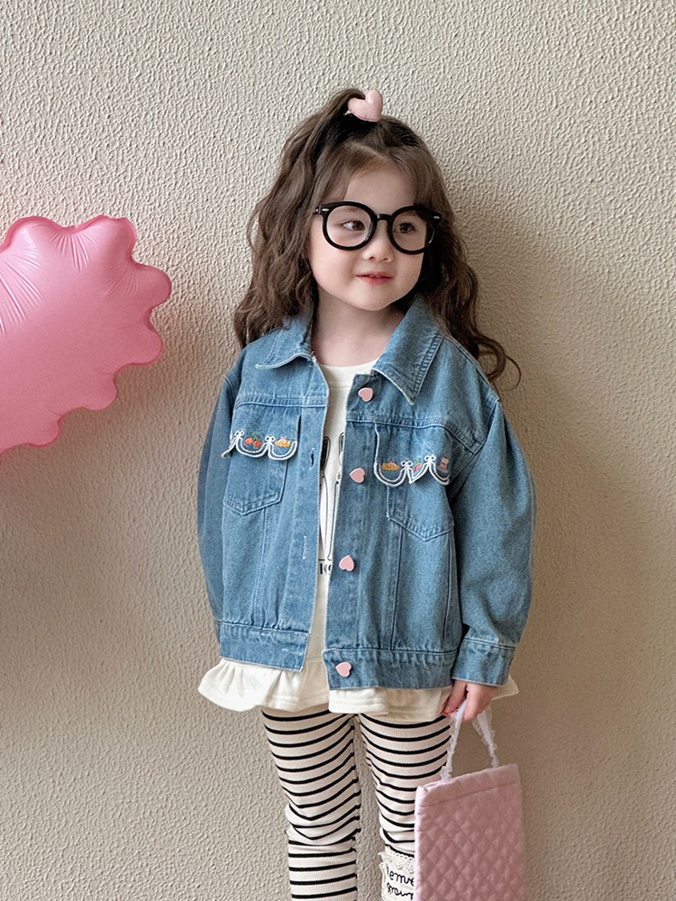 Girls Denim Jacket Spring and Autum 2025 New Kidsren's Korean Style Tops Little Girls Fashionable Clothes Baby Autum Clothes