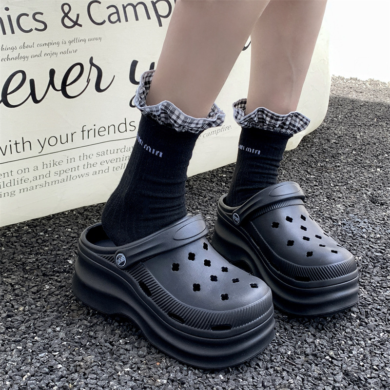 Thick Sole Cave Shoes Women's Heightened Non-slip Bubble Shoes Women's Internet Hot Super Hot Platform Bottom Baotou Slippers Small Sandals