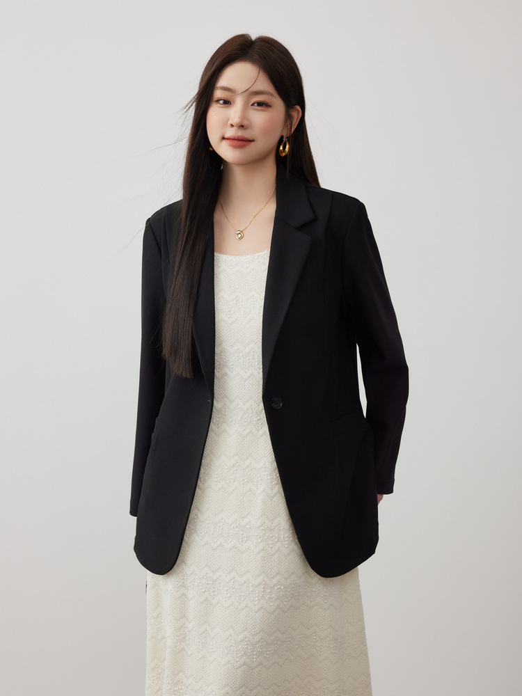 Xianlixiu Spring New Plus Size Women's Clothing Fat mm High-end Elegant Work Clothing Versatile Elastic Comfortable Pure Color Suit