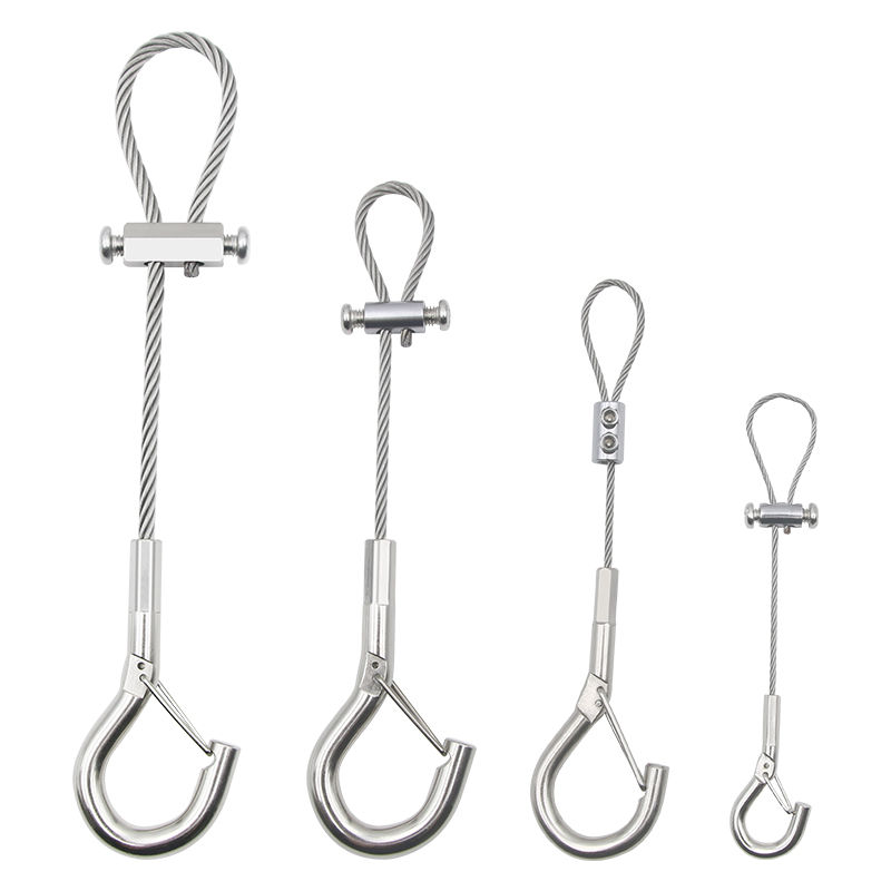 Steel Wire Sling Lock 304 Stainless Steel Wire Rope Sling Code Hanging Picture Tag Hook Buckle Lock Lanyard