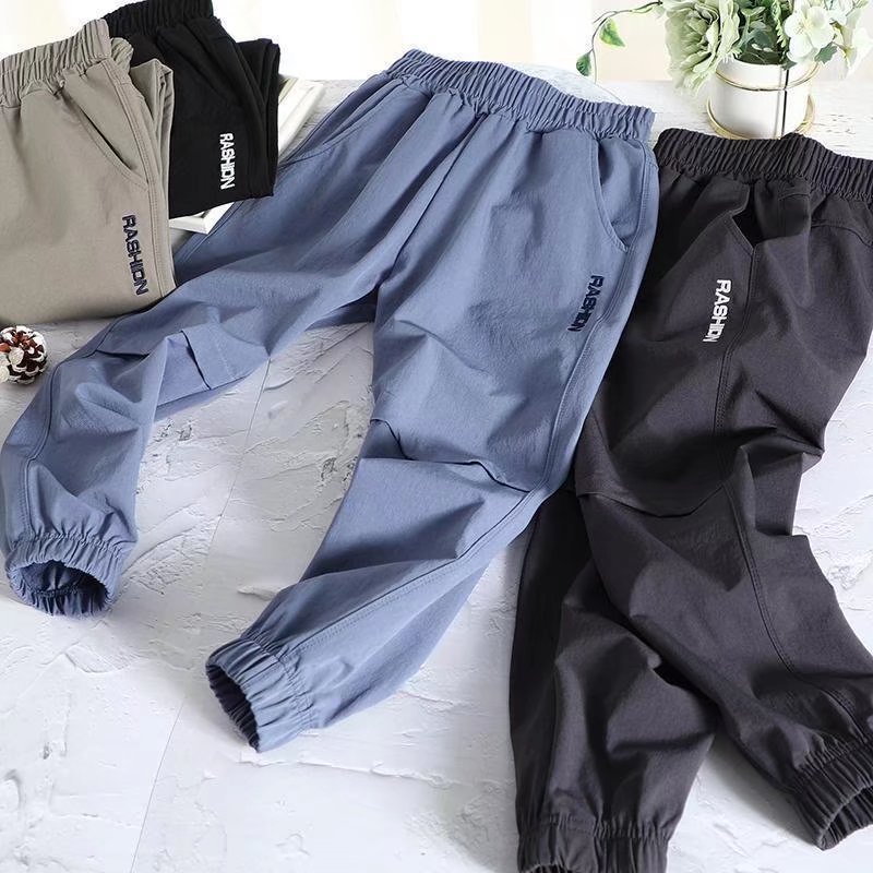 Boys' Sweatpants Boys' 2023 New Thin Summer Anti-Mosquito Pants Medium and Large Children's Loose Leggings Long Pants Trendy Autum
