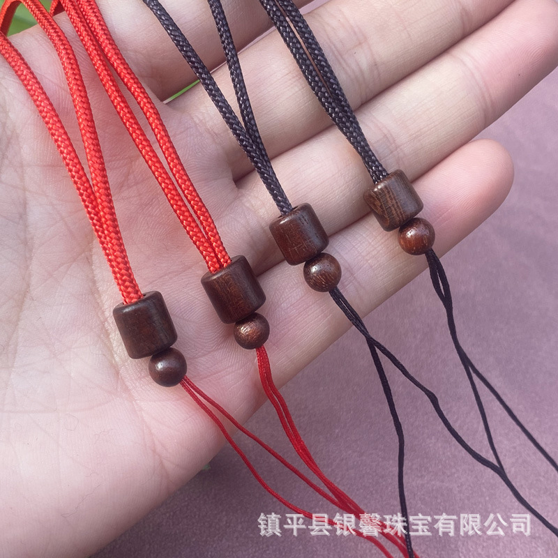 Jade jewelry Jade gold pendant lanyard hand-knitted wooden cotton thread adjustable length pendant jade pendant necklace rope