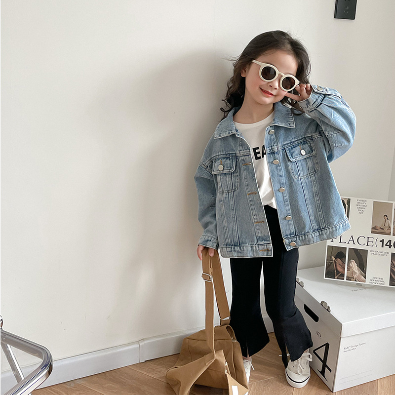 Emo Beibei Boys and Girls Baby Casual Denim Jacket Spring and Autumn Children's Fashion Korean Jacket Top