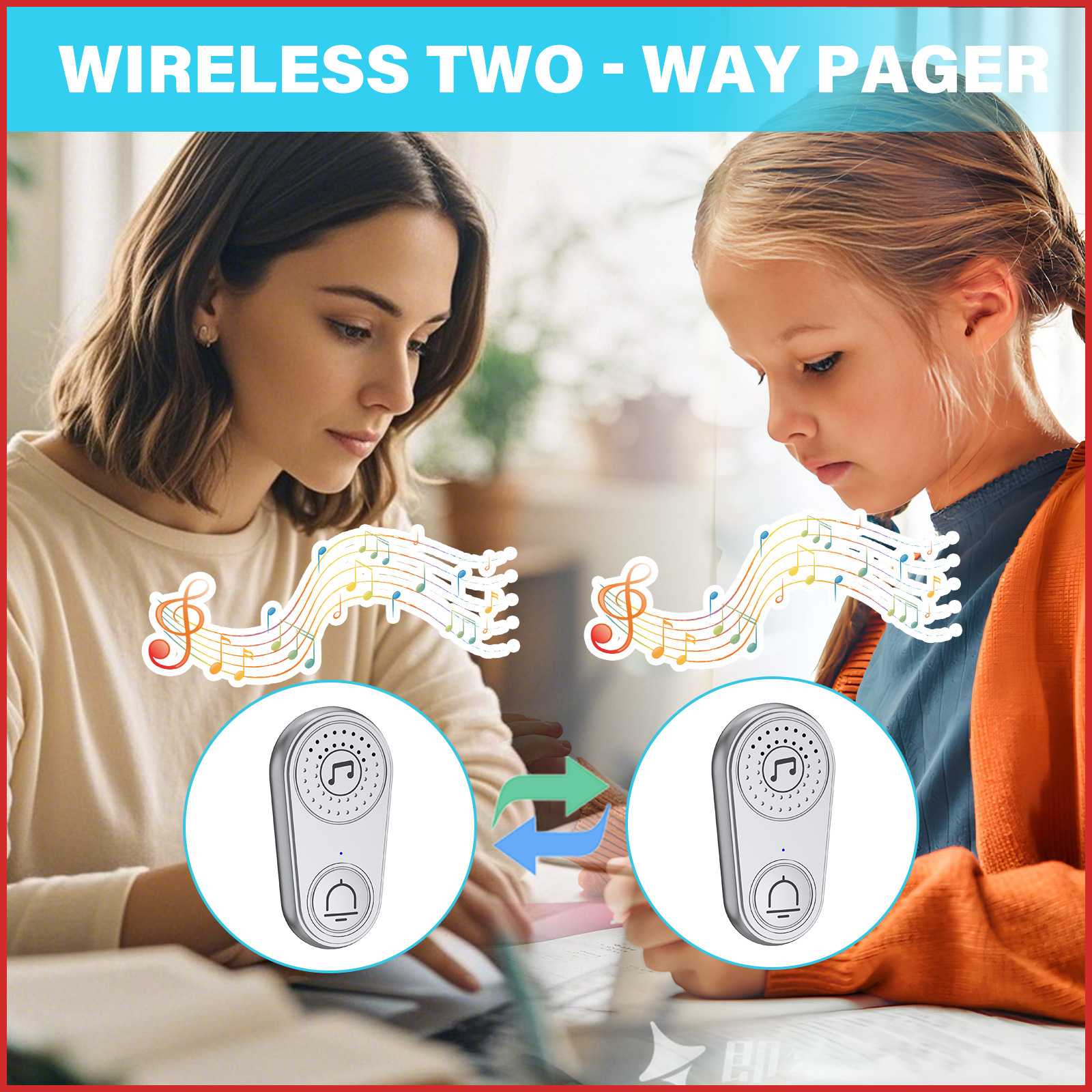 Беспроводной двухсторонний пейджер для экстренного домашнего использования для пожилых и детей, беспроводной дверной звонок